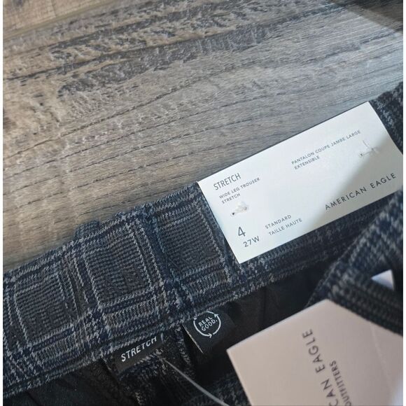 SoldNwt American Eagle Plaid Wide Leg Trousers Stretch women's size 4 reg gray - Picture 8 of 15